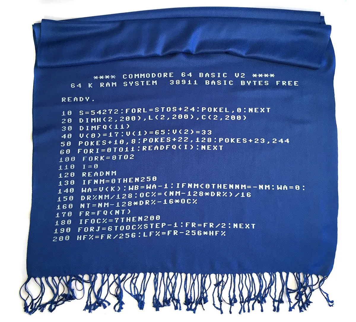 c64 Scarf. Commodore BASIC Code linen-weave pashmina