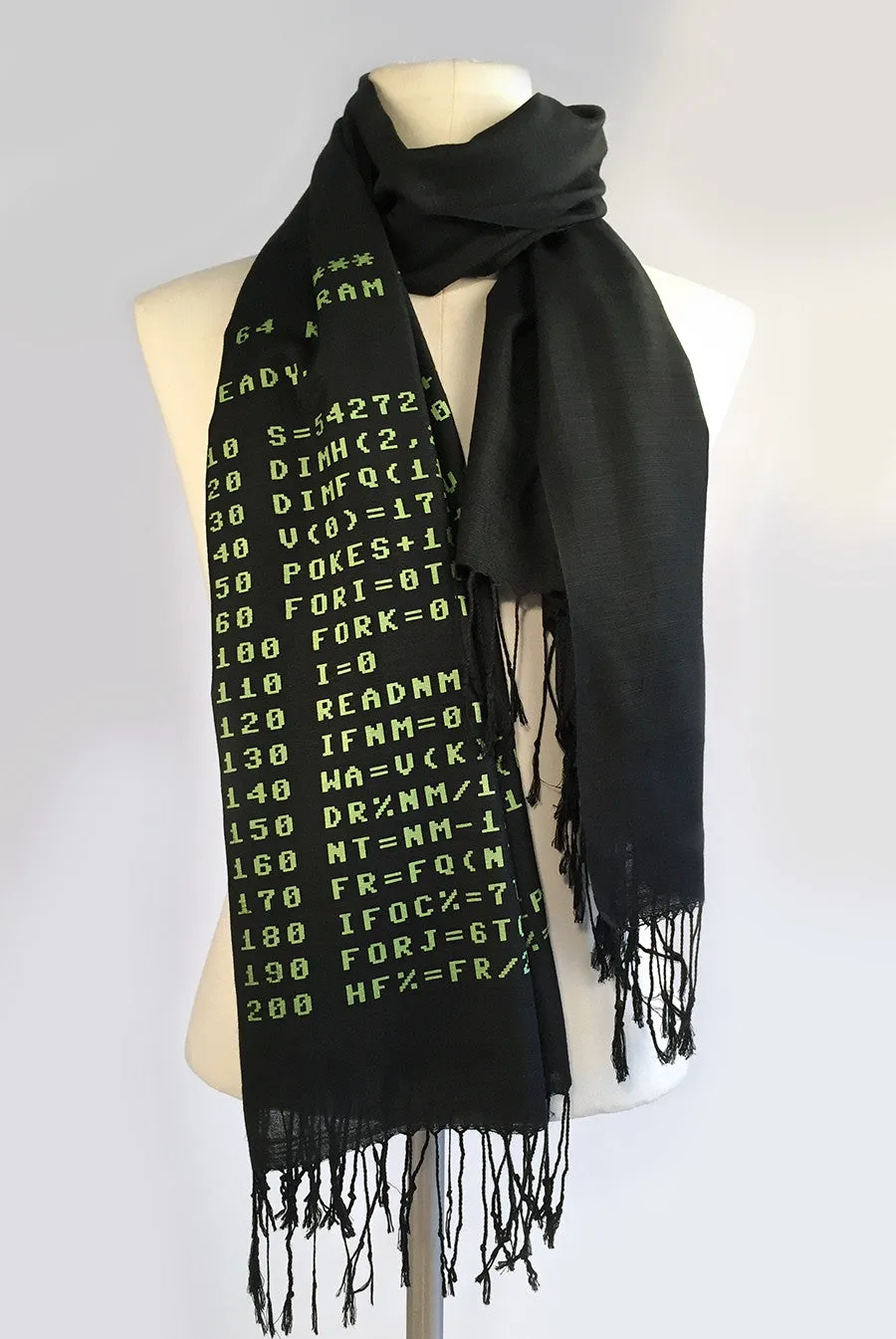 c64 Scarf. Commodore BASIC Code linen-weave pashmina