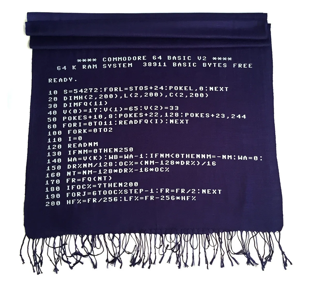 c64 Scarf. Commodore BASIC Code linen-weave pashmina