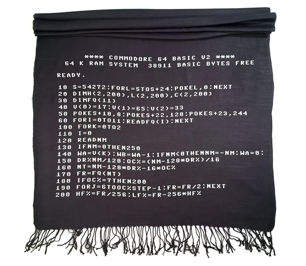 c64 Scarf. Commodore BASIC Code linen-weave pashmina