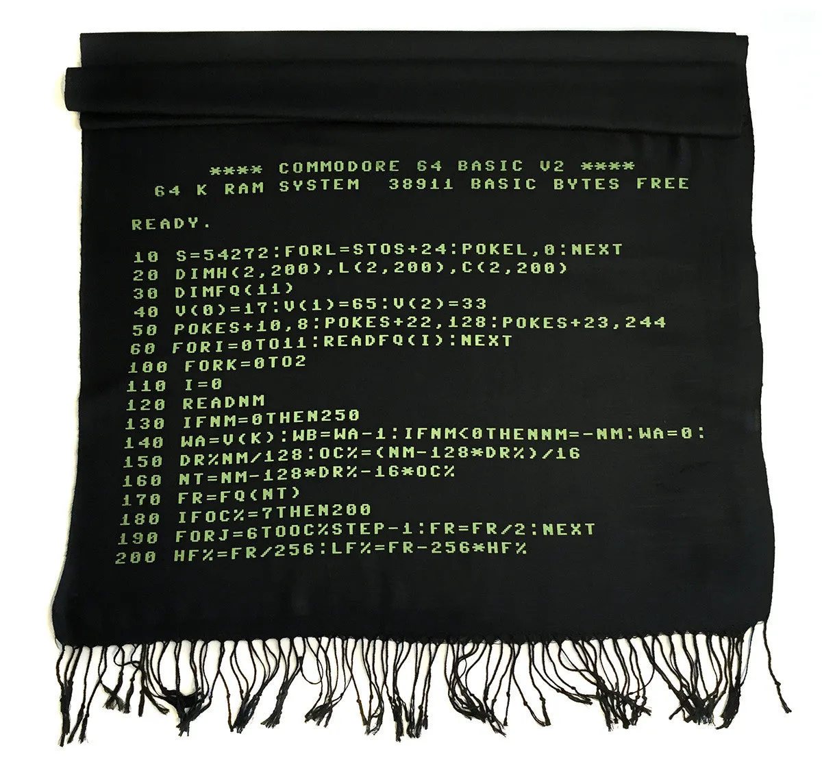 c64 Scarf. Commodore BASIC Code linen-weave pashmina