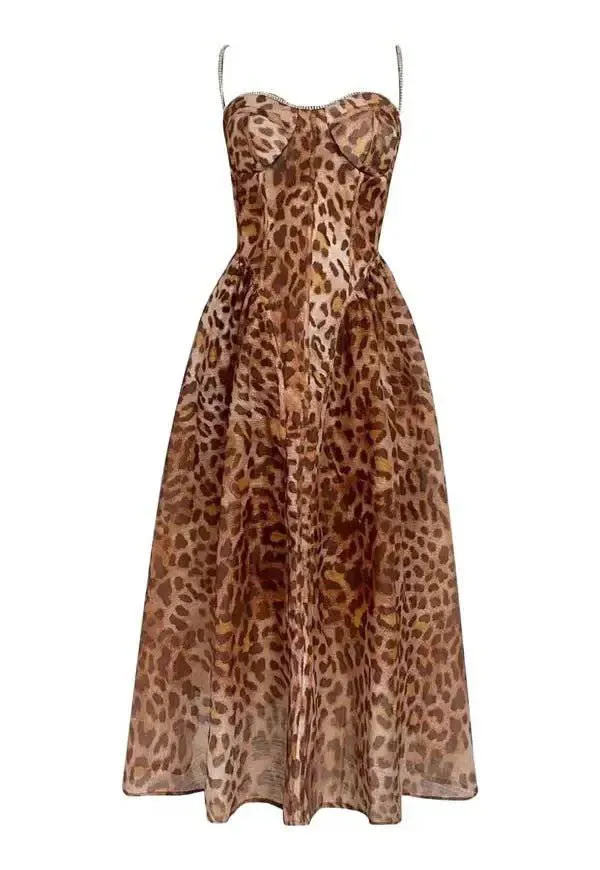 Cassidy Leopard Print Midi Dress