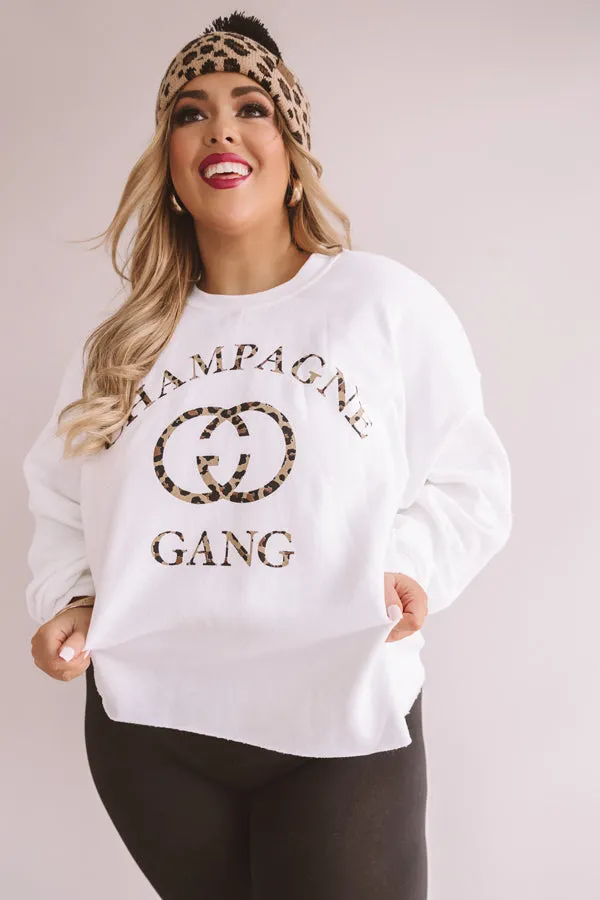 Champagne Gang Crop Sweatshirt Curves