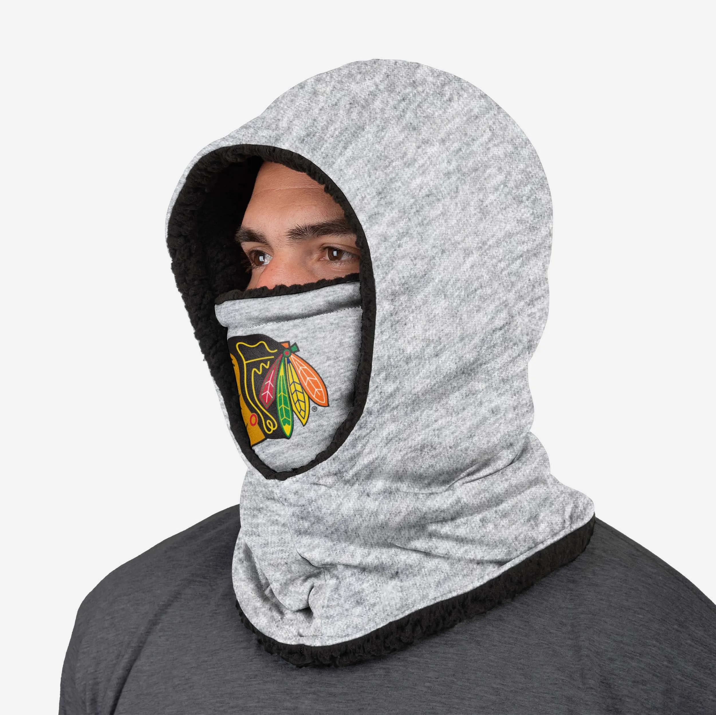 Chicago Blackhawks Heather Grey Big Logo Hooded Gaiter