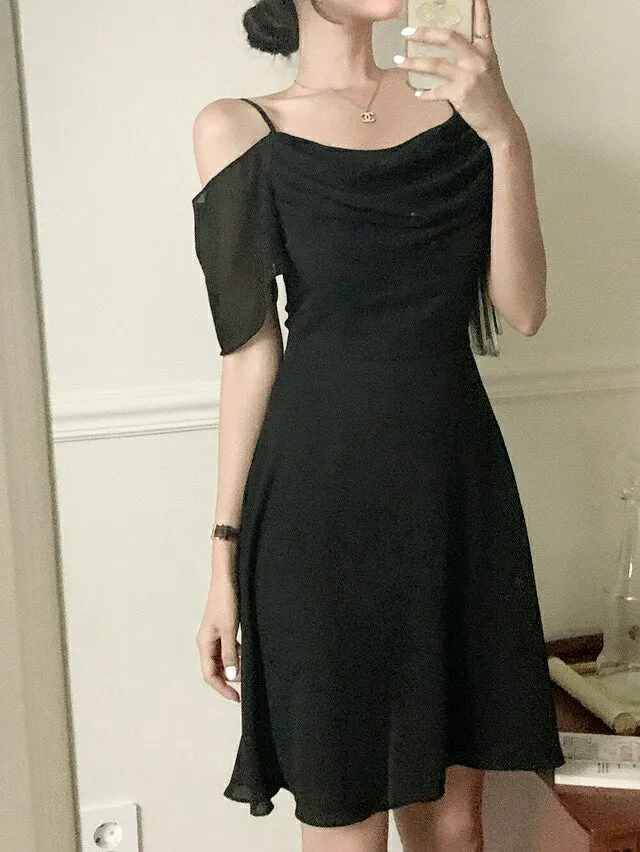 Chiffon off-shoulders dress