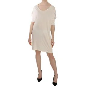 Costume National Chic Cream A-Line Elbow Sleeve Dress