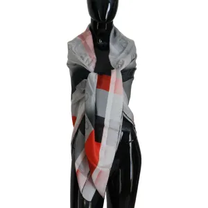 Costume National Elegant Checkered Silk Scarf