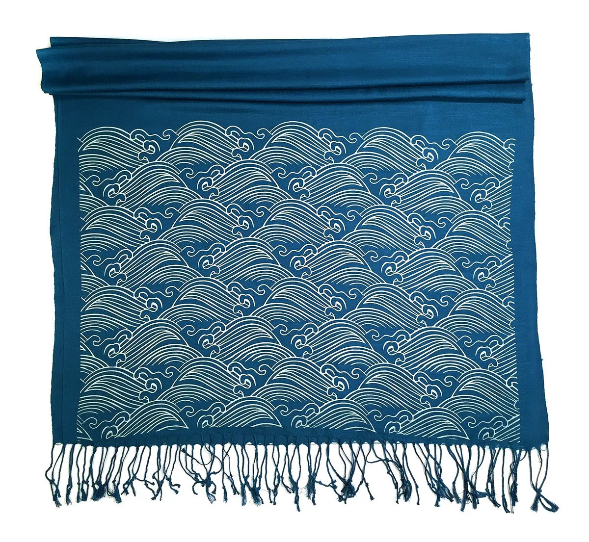 Crashing Waves scarf. Linen-weave pashmina