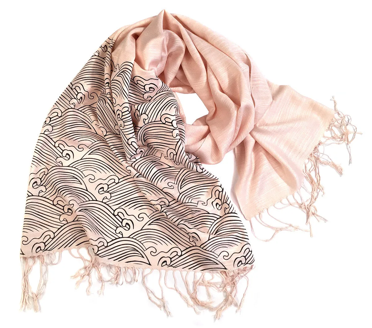 Crashing Waves scarf. Linen-weave pashmina