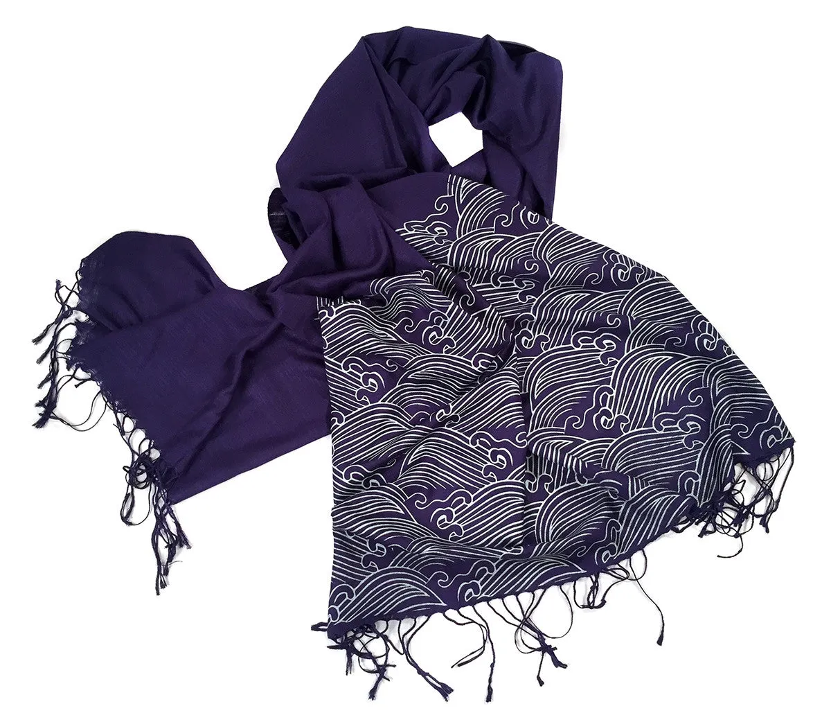 Crashing Waves scarf. Linen-weave pashmina