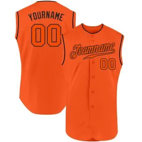 Custom Orange Orange-Black Authentic Sleeveless Baseball Jersey