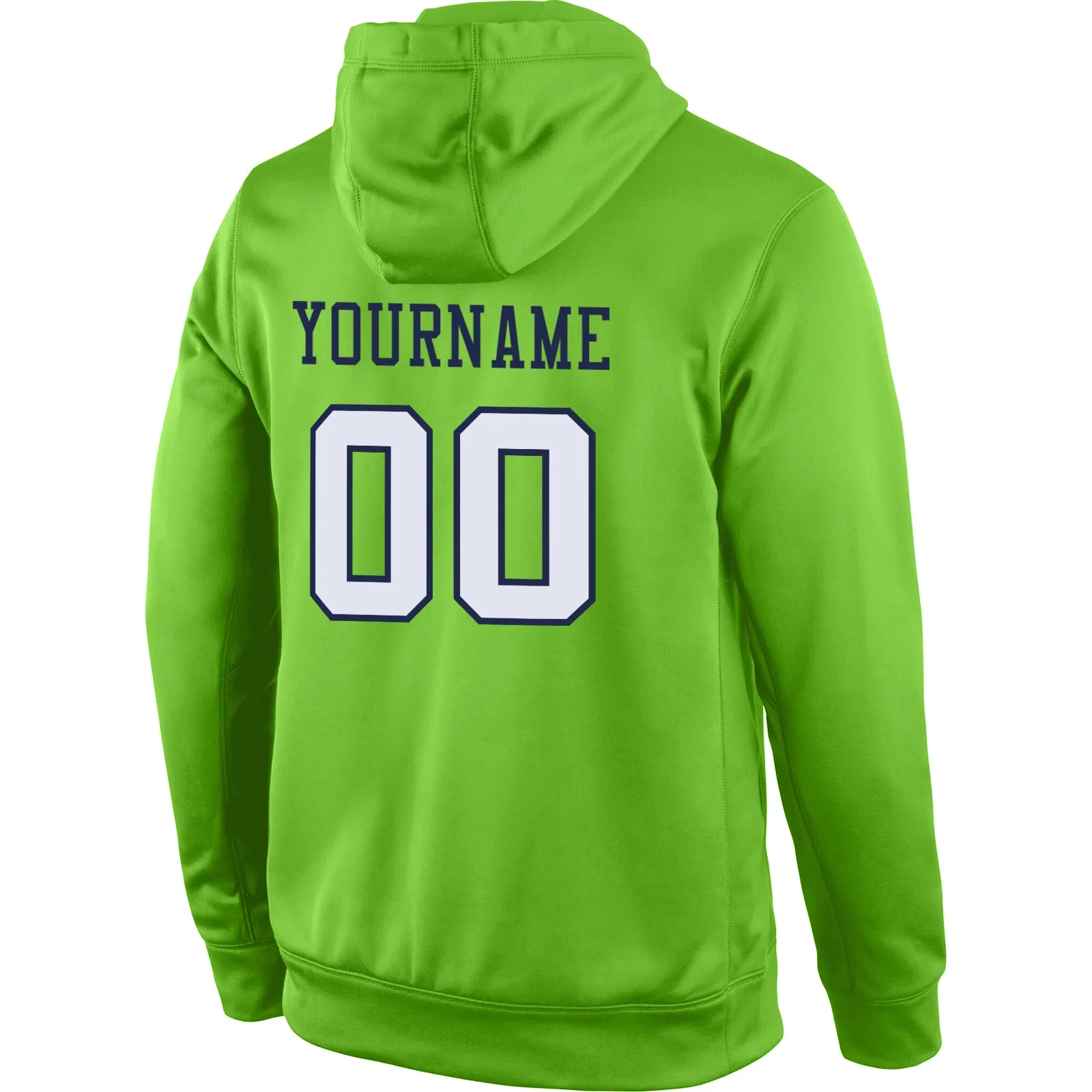 Custom Stitched Neon Green White-Navy Sports Pullover Sweatshirt Hoodie