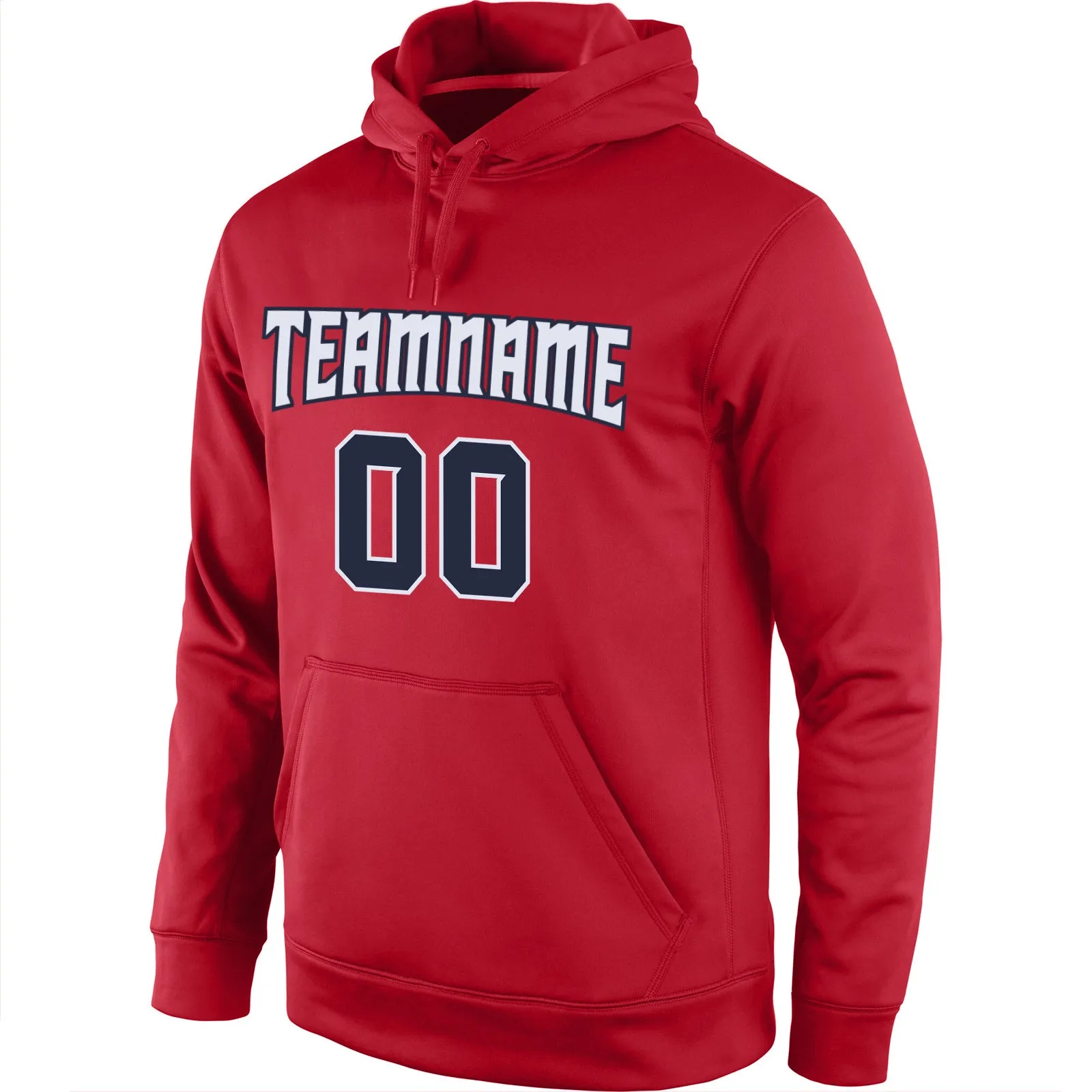 Custom Stitched Red Navy-White Sports Pullover Sweatshirt Hoodie