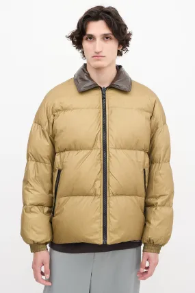 Dark Brown & Khaki Green Reversible Down Puffer Jacket