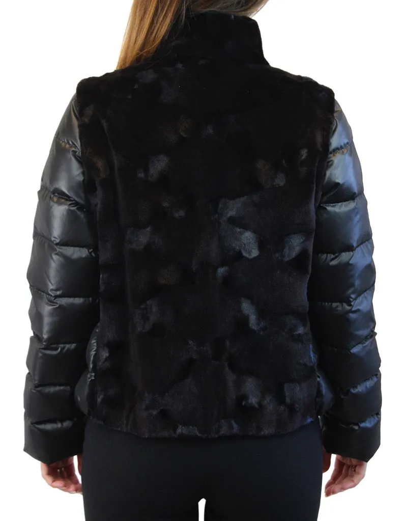 DARK BROWN SHEARED MINK FUR PUFF JACKET/VEST - REMOVABLE SLEEVES!