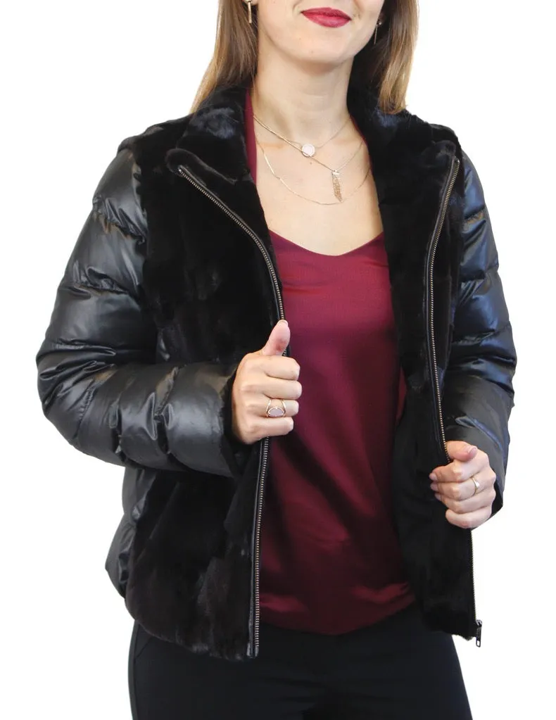 DARK BROWN SHEARED MINK FUR PUFF JACKET/VEST - REMOVABLE SLEEVES!