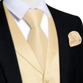 DiBanGu Tuxedo Waistcoat Champagne Solid Notched Collar Mens Business Casual Vest