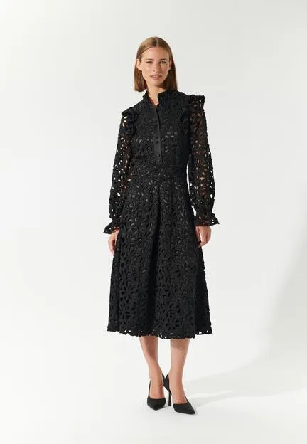 Divinadea Black NS-Dress with Flounce Detail