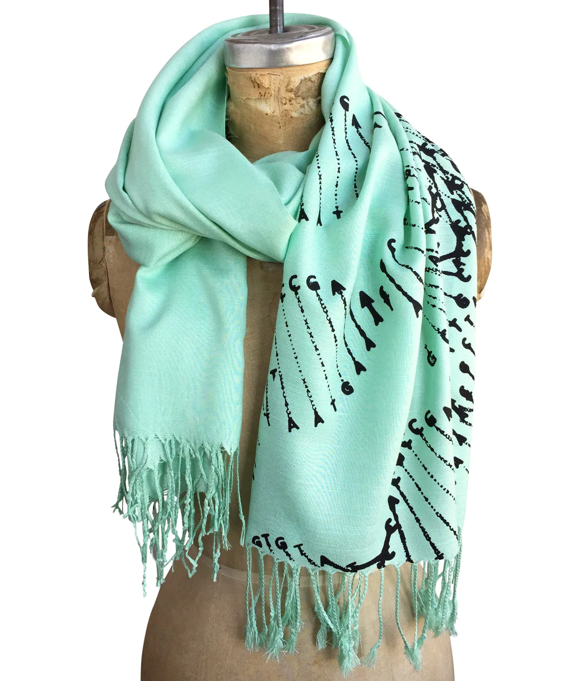 DNA Double Helix Scarf, Linen Weave Pashmina