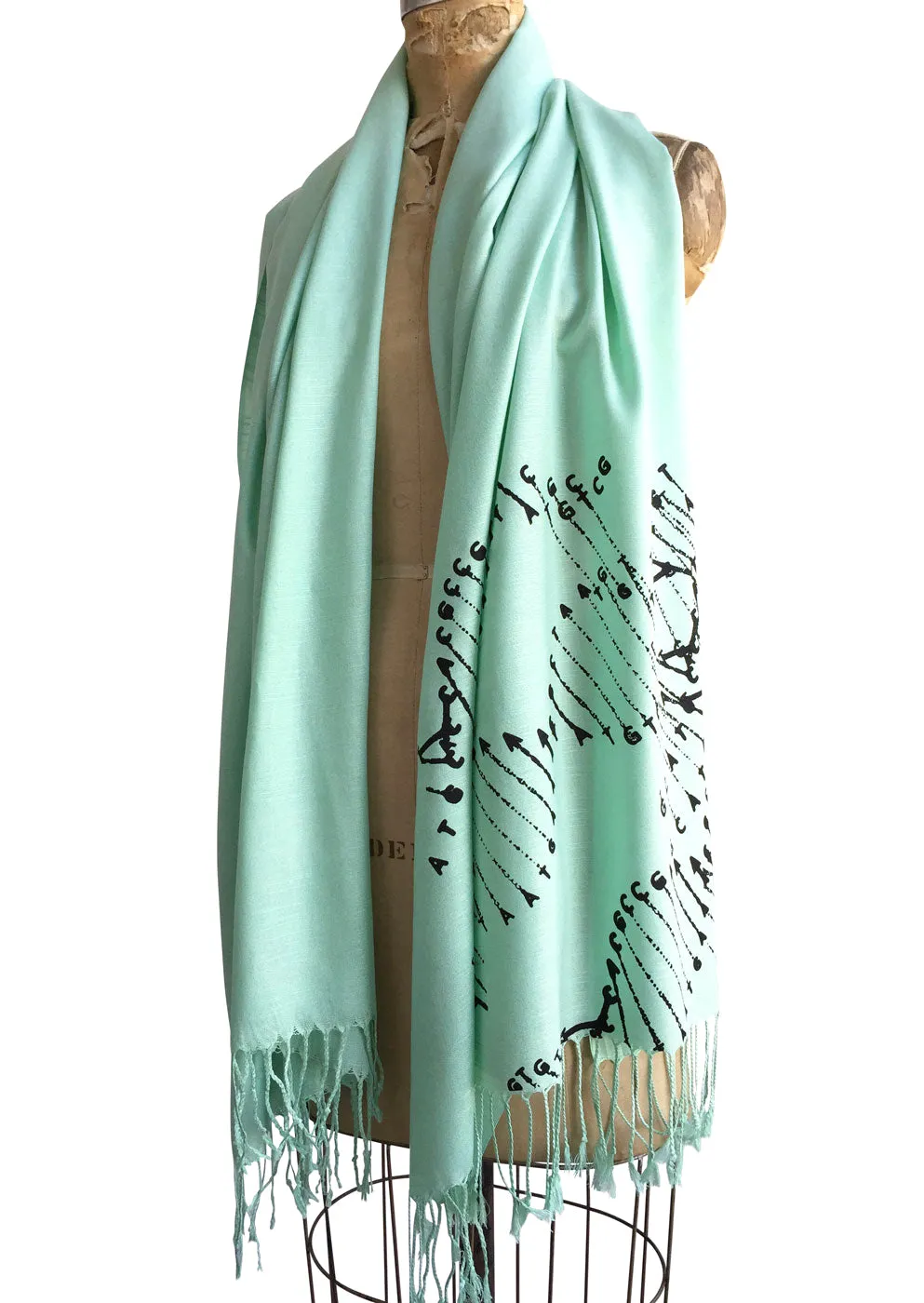 DNA Double Helix Scarf, Linen Weave Pashmina