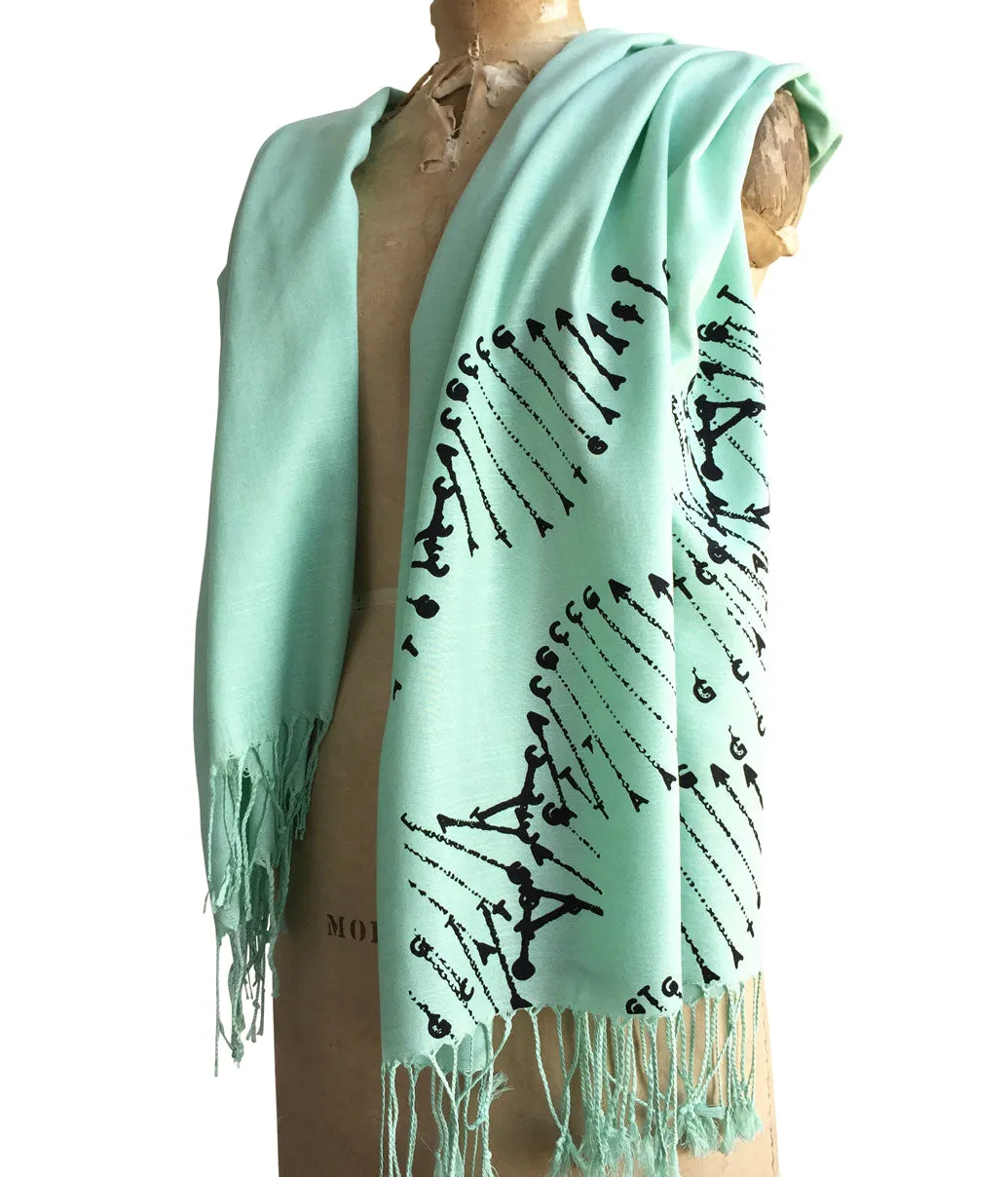 DNA Double Helix Scarf, Linen Weave Pashmina