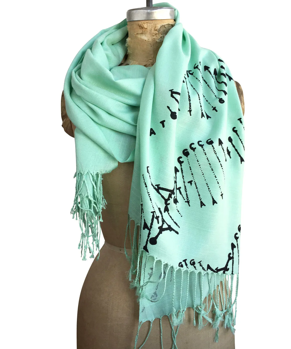 DNA Double Helix Scarf, Linen Weave Pashmina