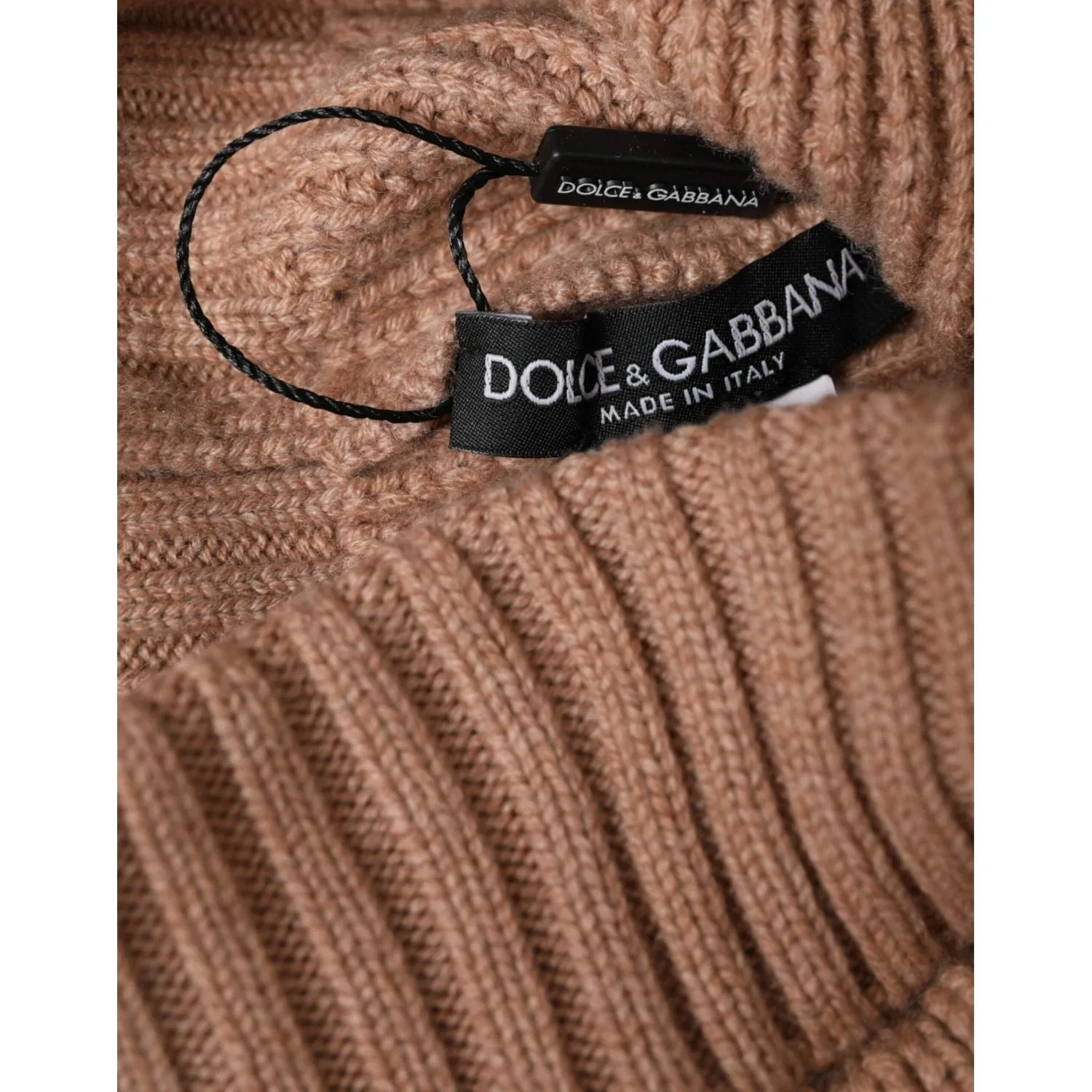 Dolce & Gabbana Brown Solid Knitted Fur Ball Winter Beanie Hat