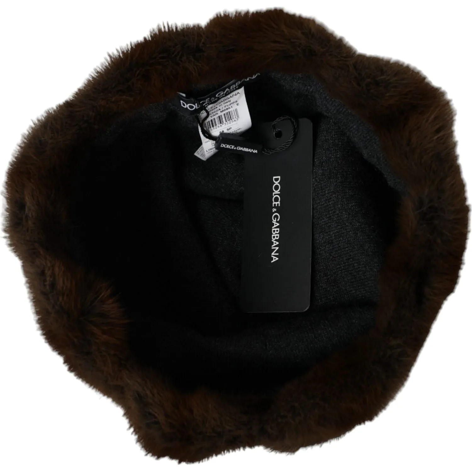 Dolce & Gabbana Brown Weasel Fur Womens Cashmere Hat Beanie