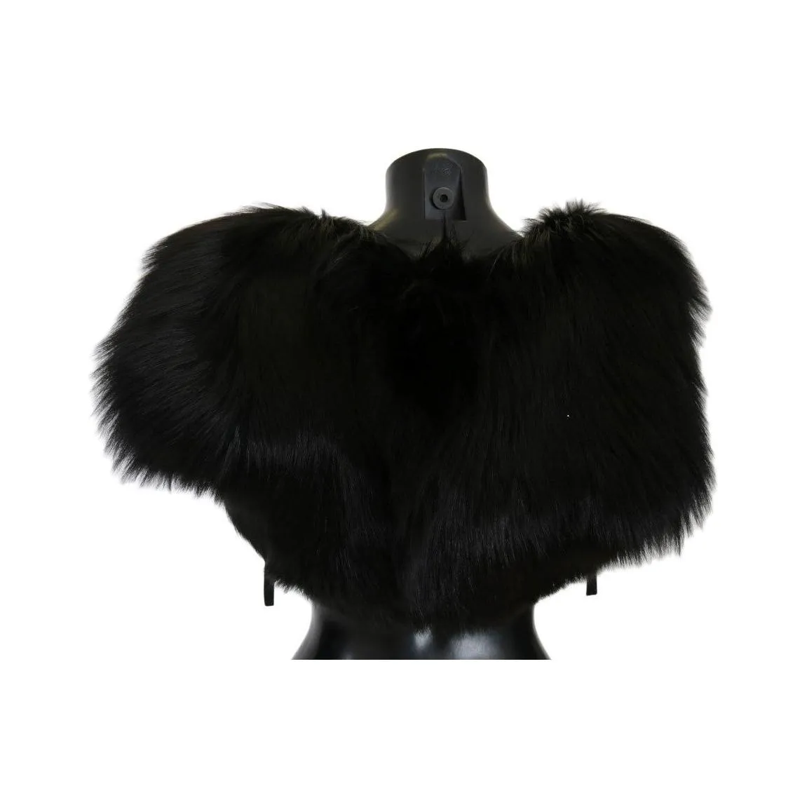 Dolce & Gabbana Elegant Black Silver Fox Fur Scarf