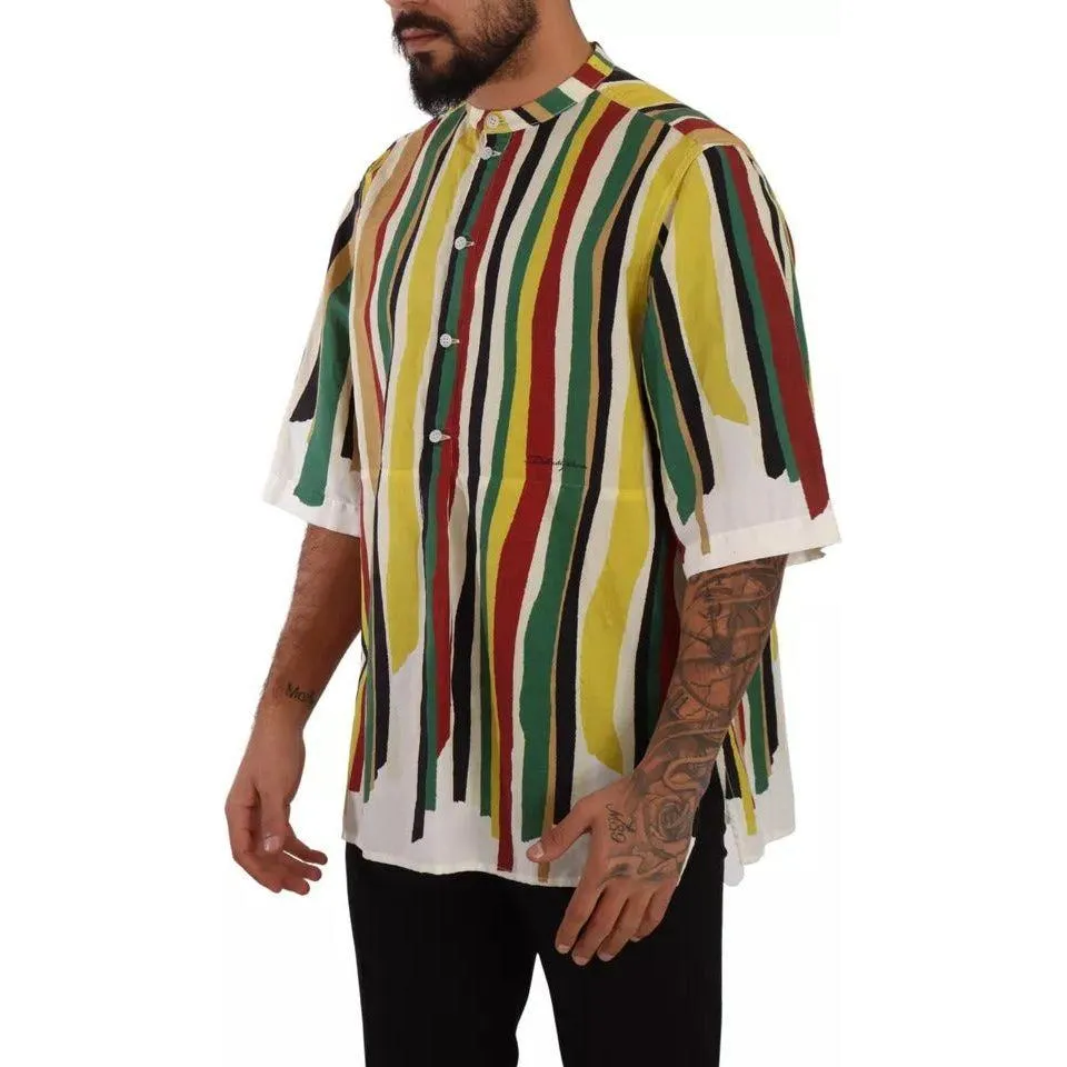 Dolce & Gabbana Multicolor Striped Linen Cotton Shirt