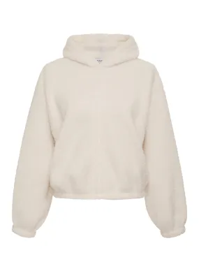 Double Face Sherpa Hooded Zip Jacket Cream