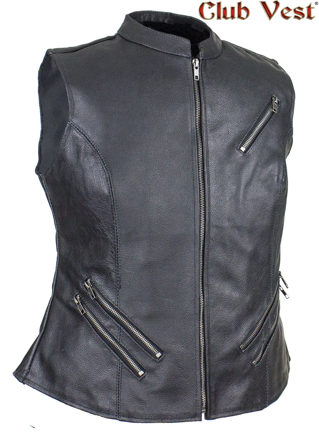 Dream Apparel  Women's Leather Concealed Carry Pocket Club Vest