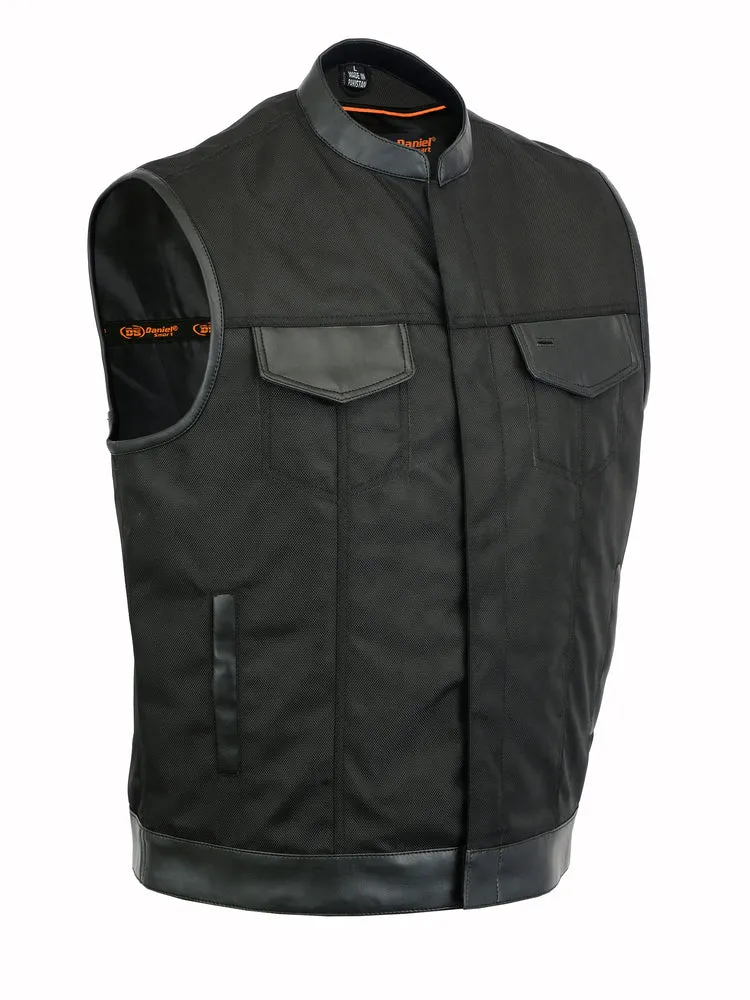 DS689 Men's Textile Scoop Collar Biker Vest