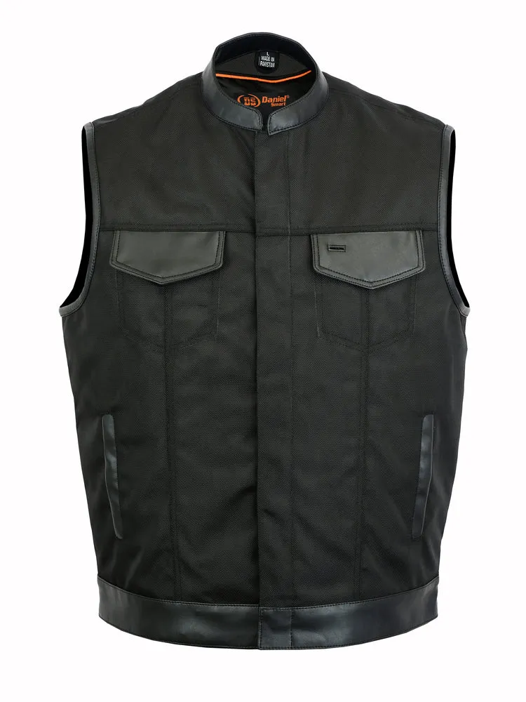 DS689 Men's Textile Scoop Collar Biker Vest