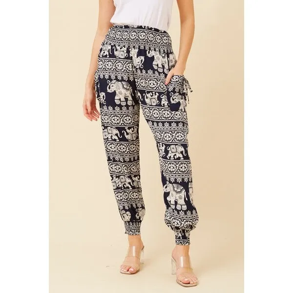 ELEPHANT PRINT BOHO HAREM PANTS