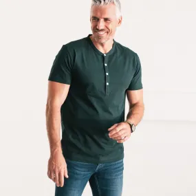 Essential WB Short Sleeve Henley Shirt –  Evergreen Cotton Jersey