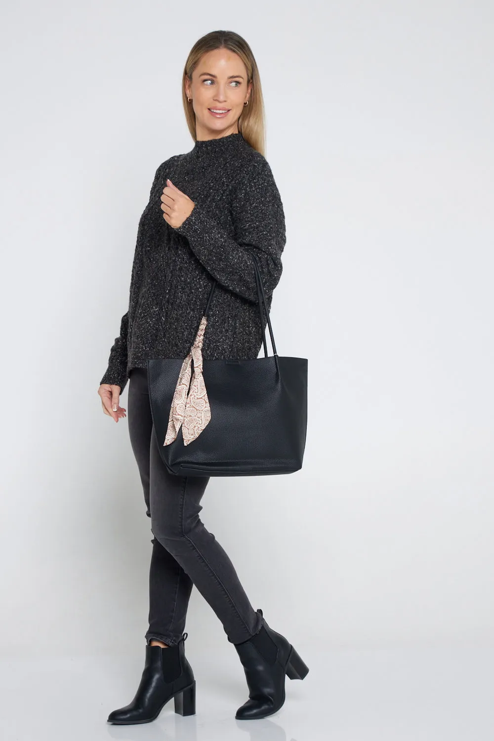 Faith Tote Bag & Clutch - Black