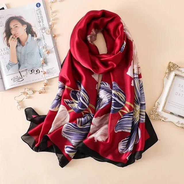 Fashion Silk Scarf Printed Bandana Shawl #LZ084