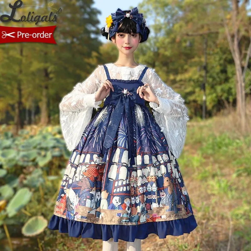 Fireworks Show ~ Kimono Style High Waisted Lolita JSK Dress by Magic Tea Party