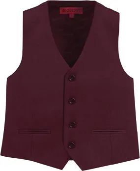 Formal Vest Suit 4 Button Toddler's Kids Boys -Burgundy