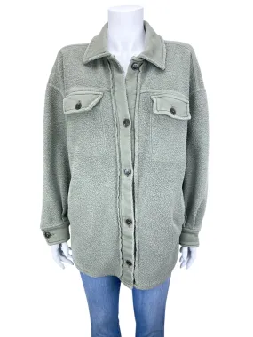 Free People Women's Ruby Sherpa Shirt Jacket Sage Green Size XS (runs big)