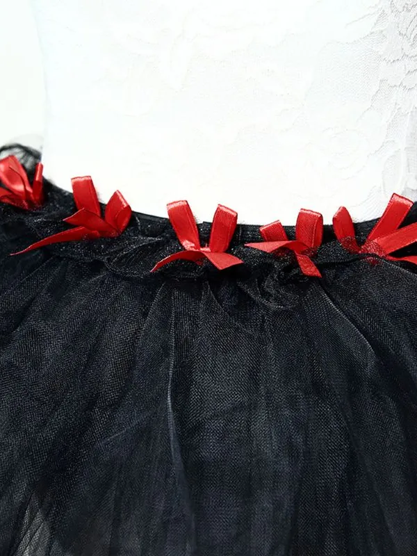 Girls Layered Bustle Satin Trim Over Skirt