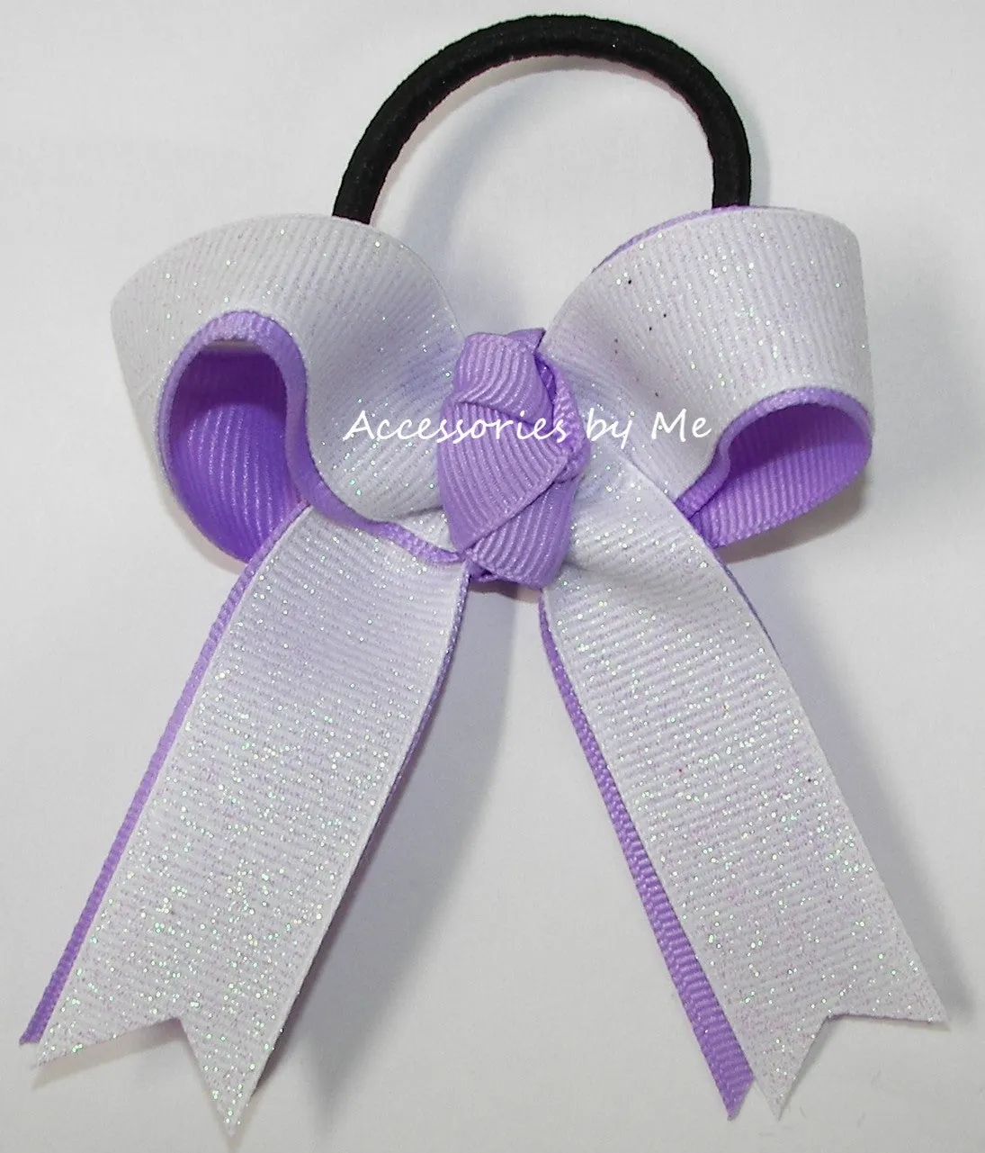 Glitter Gymnastics White Orchid Ponytail Bow