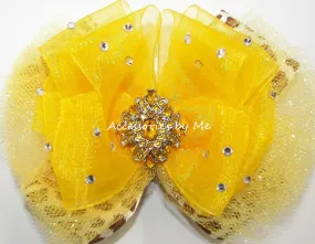 Glitzy Yellow Cheetah Tutu Hair Bow