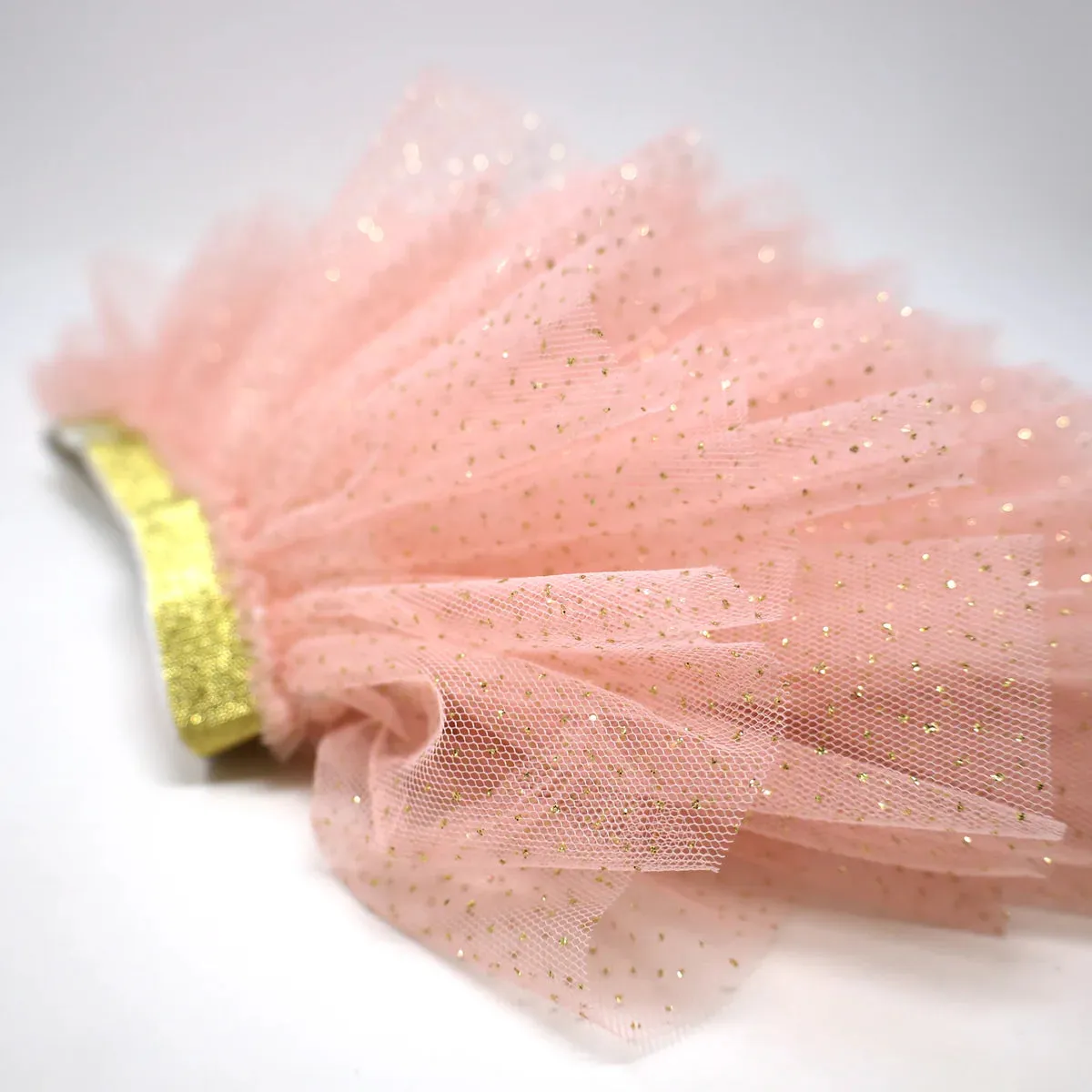 Gold Band Layered Frill Tutu Skirt - Pale Pink