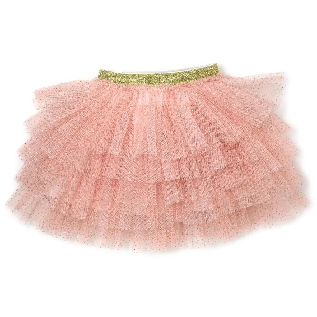 Gold Band Layered Frill Tutu Skirt - Pale Pink