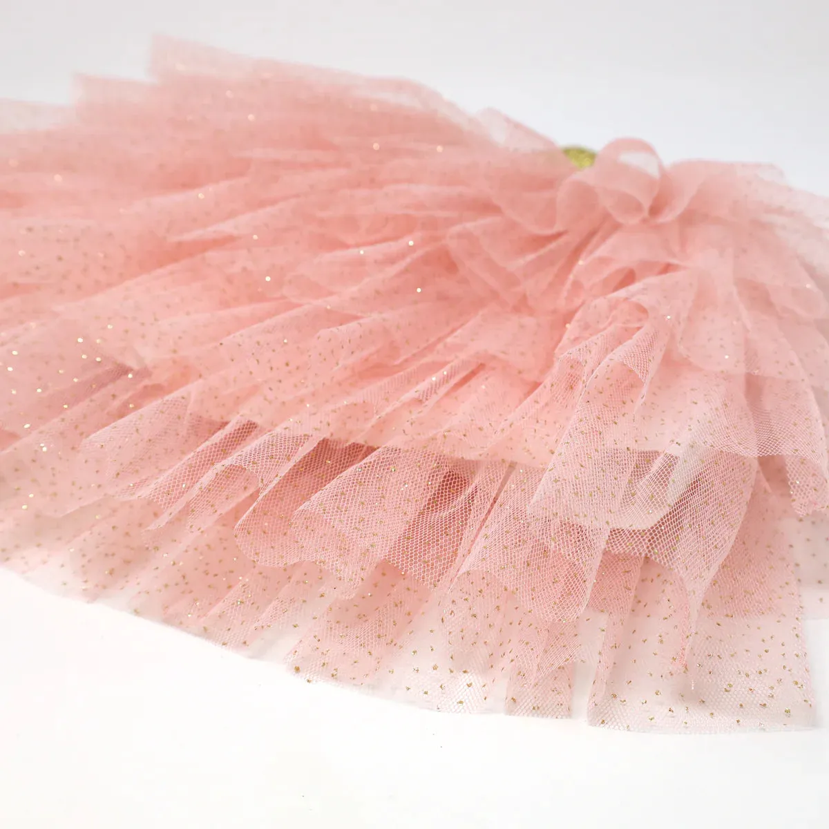 Gold Band Layered Frill Tutu Skirt - Pale Pink