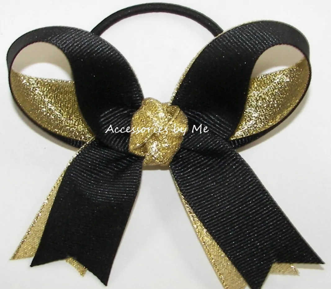 Gymnastics Navy Silver Ponytail Bow