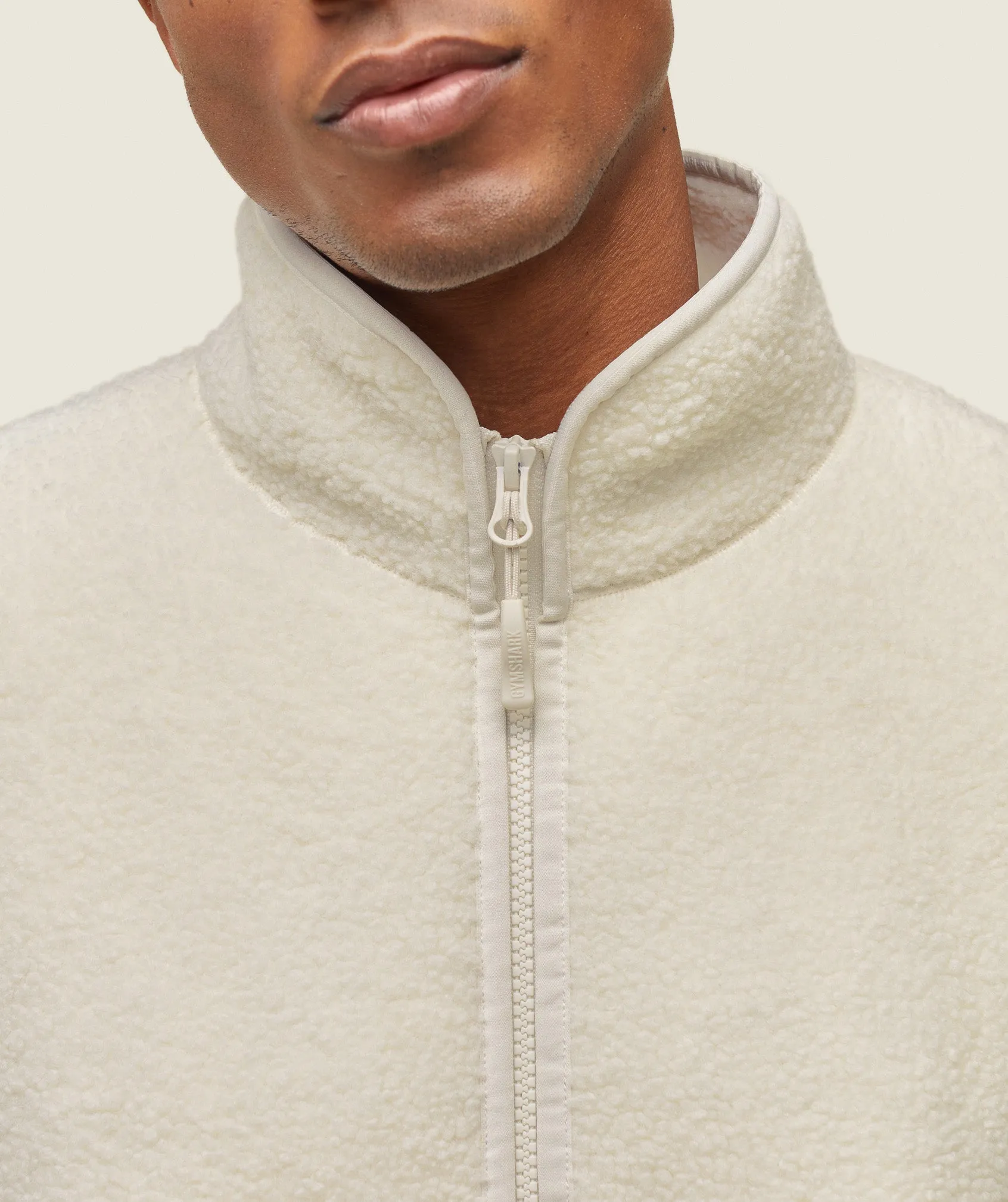 Gymshark everywear Half Zip Sherpa Jacket - Oat White