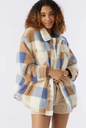 HEATH PLAID HIGH PILE OVERSIZED FLEECE JACKET